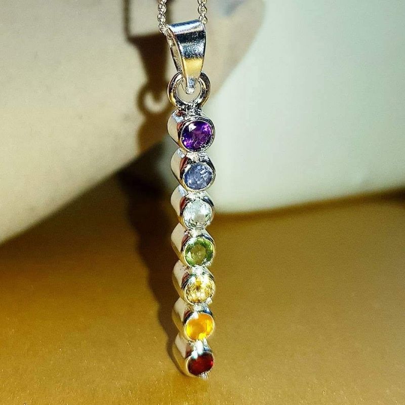 Chakra Gemstone Necklace in Sterling Silver