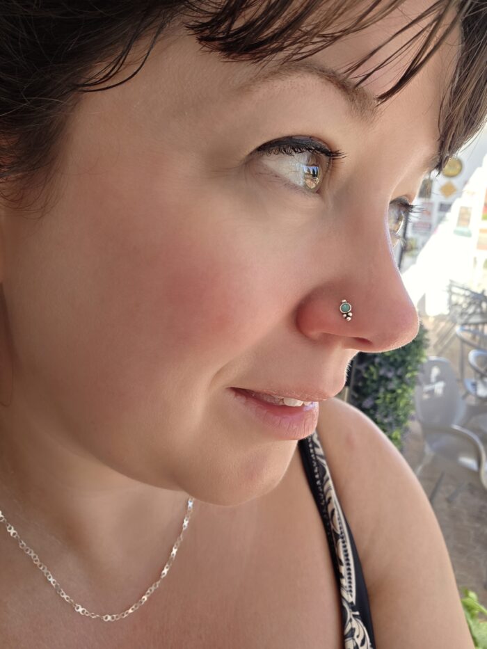 Blue Opal Twist Nose Stud in Sterling Silver - Image 5