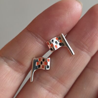 McLaren Inspired Flag Studs in Sterling Silver