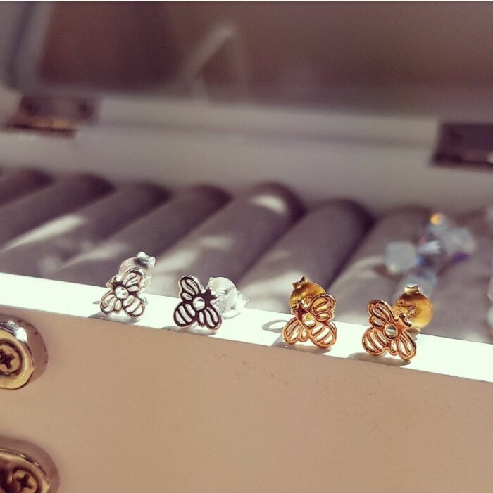 Tiny Bee Studs in Sterling Silver - Image 3