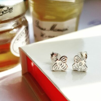 Tiny Bee Studs in Sterling Silver