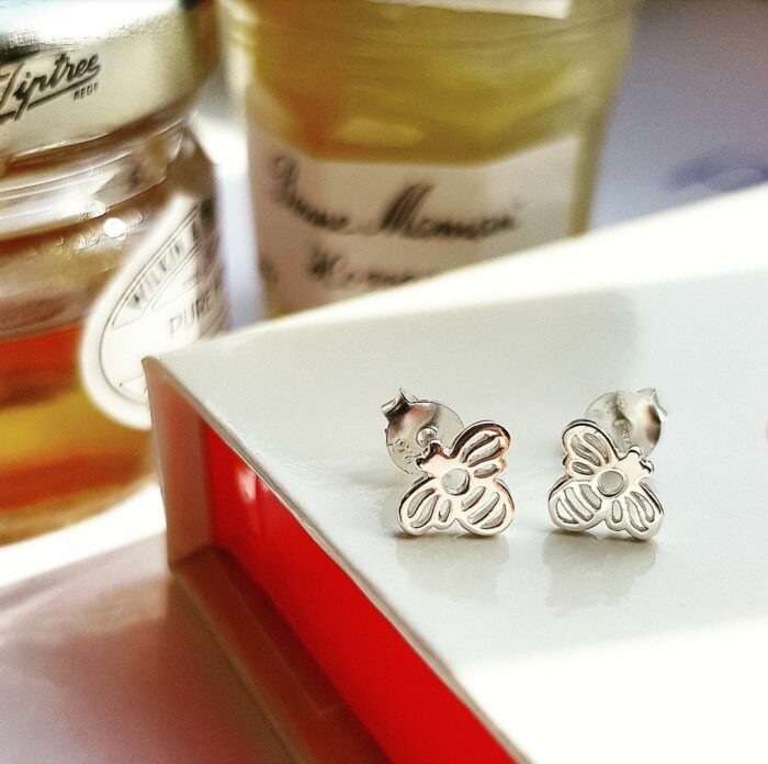 Tiny Bee Studs in Sterling Silver