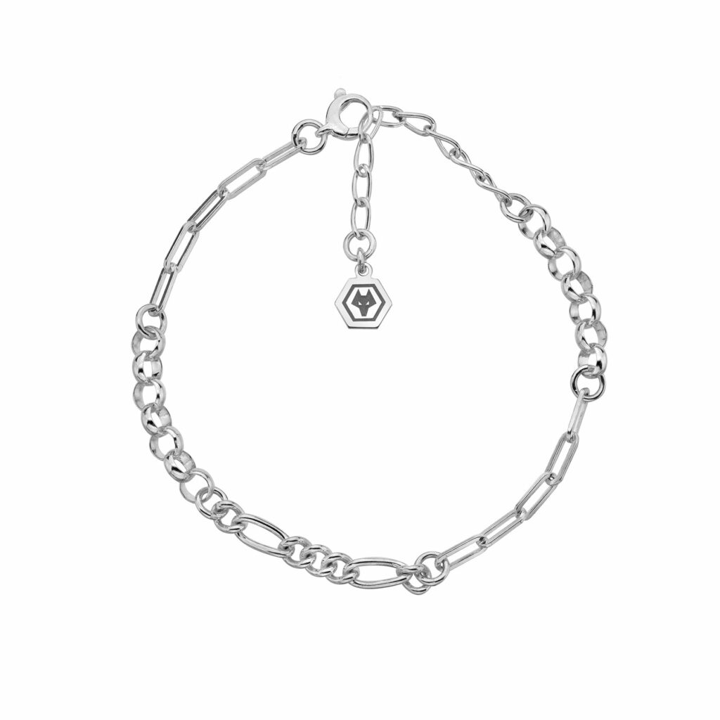 Wolves FC Official Logo Tag Charm Bracelet in Sterling Silver