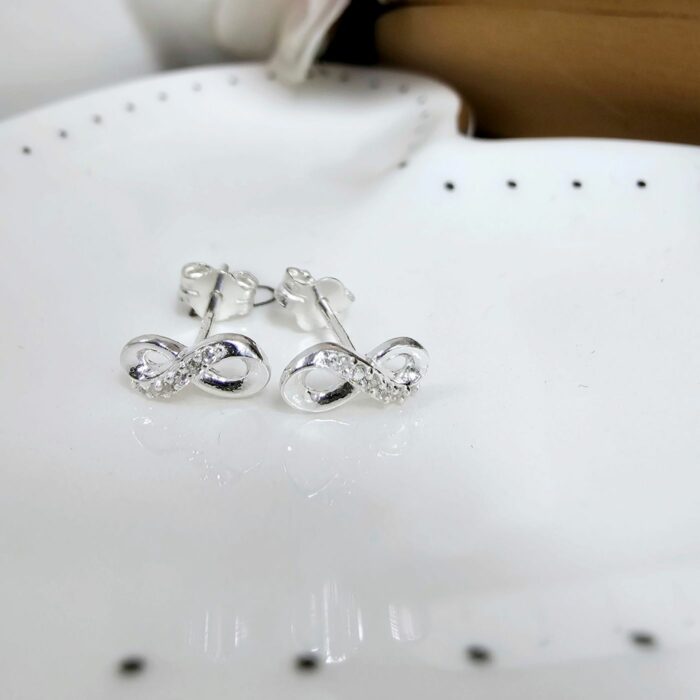 Sparkly Infinity Sterling Silver Studs - Image 3