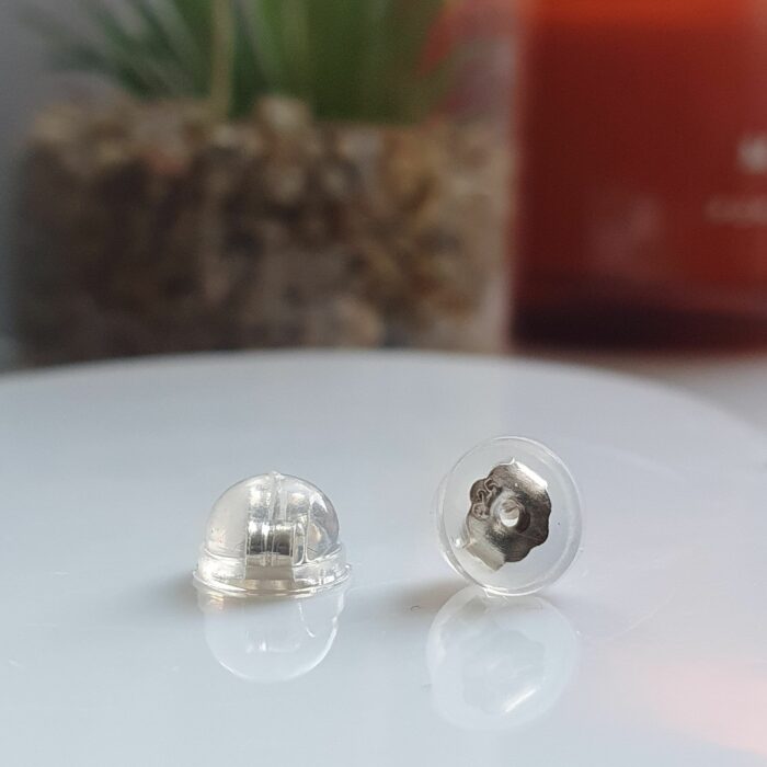 Esy on stud backs in sterling silver and silicone