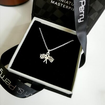 Mini Double Flag Necklace in Sterling Silver