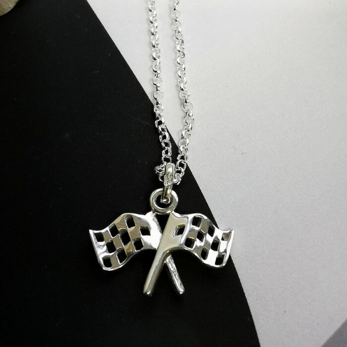 Mini Double Flag Necklace in Sterling Silver - Image 3