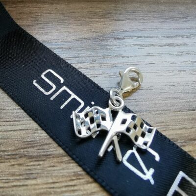 Mini Double Flag Charm in Sterling Silver