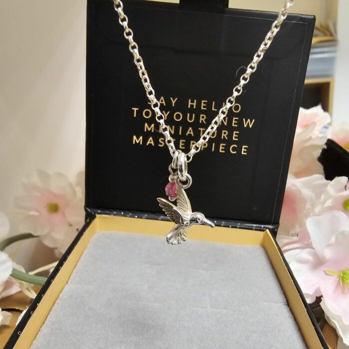 The Little Hummingbird Necklace in Sterling Silver and Rose Gold - Image 2