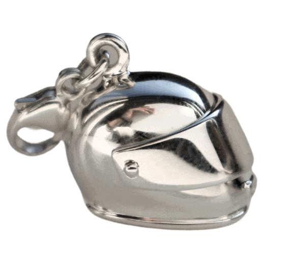 Moving Helmet Charm in Sterling Silver