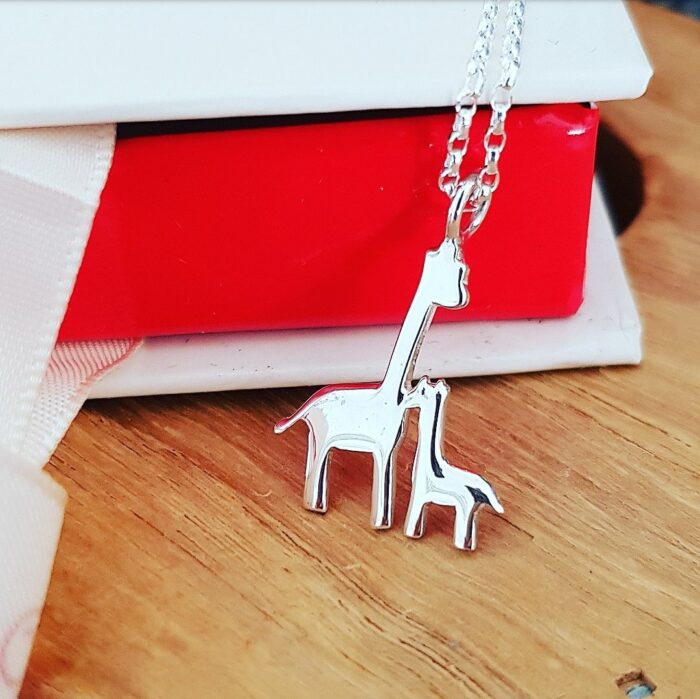 Mummy and Baby Giraffe Limited Edition Necklace in Sterling Silver