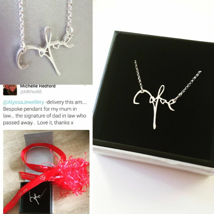 Bespoke 'Joe' Signature Style Pendant Necklace - Inspired by a Real Signature - Image 2