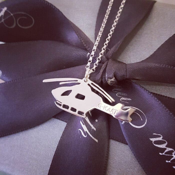 Bespoke Silver 'Kent Air Ambulance' Helicopter Pendant Necklace