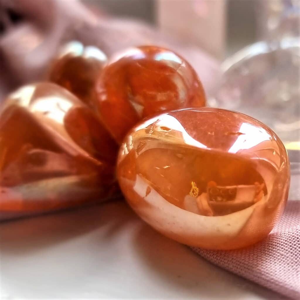 Tangerine Aura Quartz Tumble Stone - House of Alyssa Smith