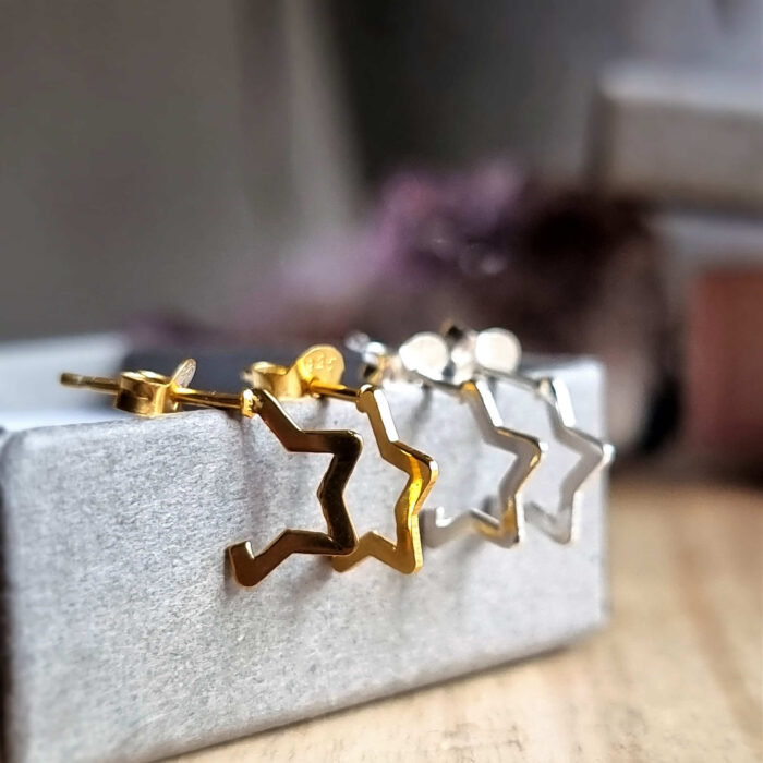 Golden Star Half Huggie Hoops - Image 2