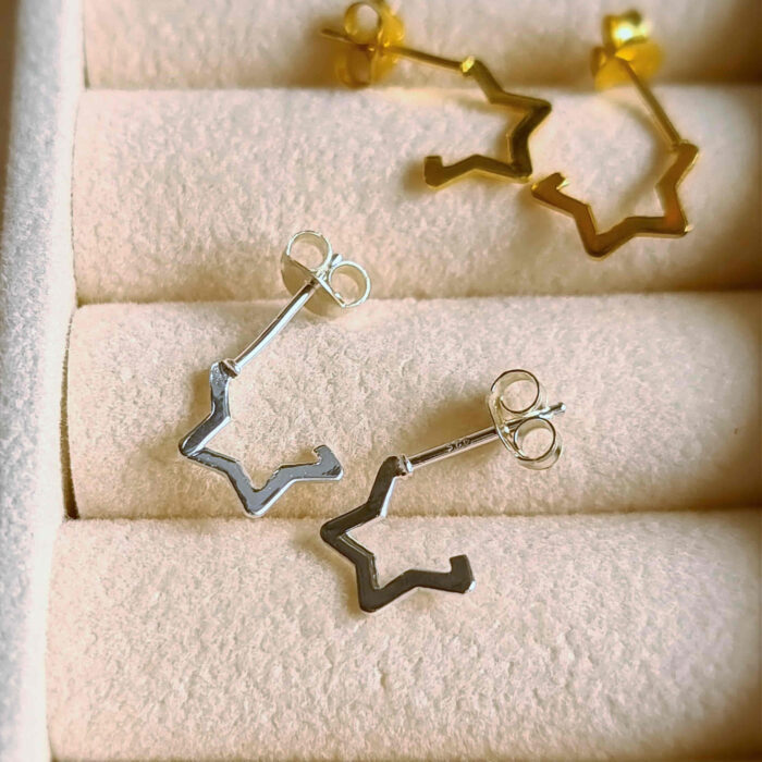 Silver Star Half Huggie Hoops - Image 2