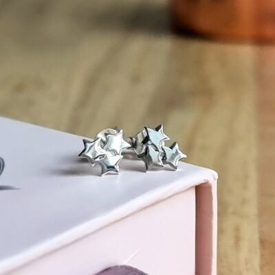 Sterling Silver Cluster Star Studs
