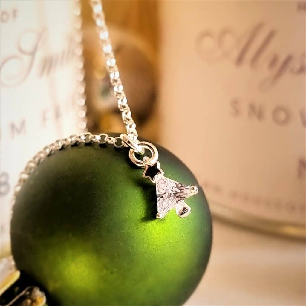 ‘Oh Christmas Tree’ Dinky Sparkling Christmas Tree Necklace in Sterling Silver