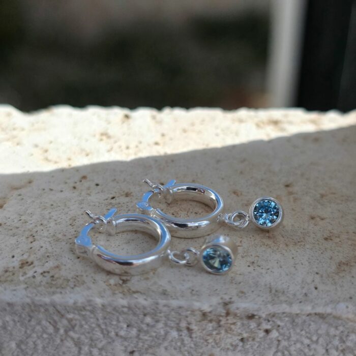 Tiny Birthstone Hoops in Sterling Silver – Pick Your Month - Image 7