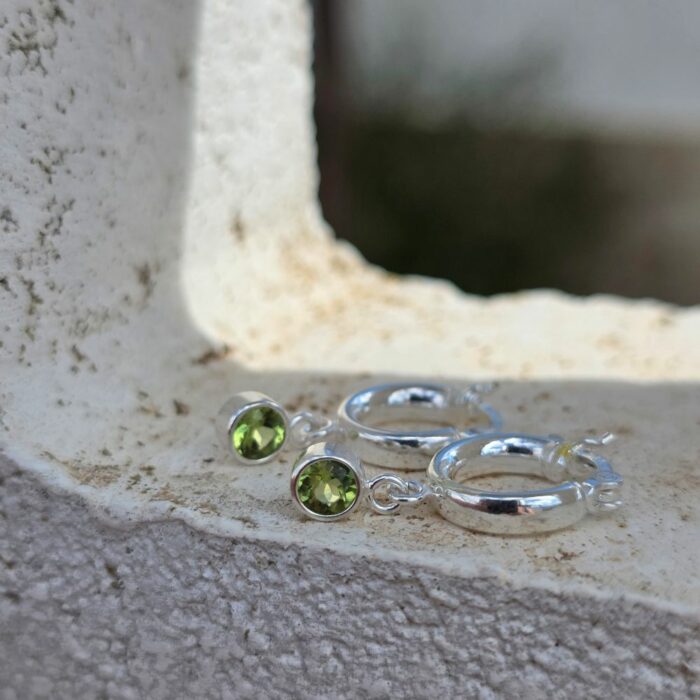 Tiny Birthstone Hoops in Sterling Silver – Pick Your Month - Image 2