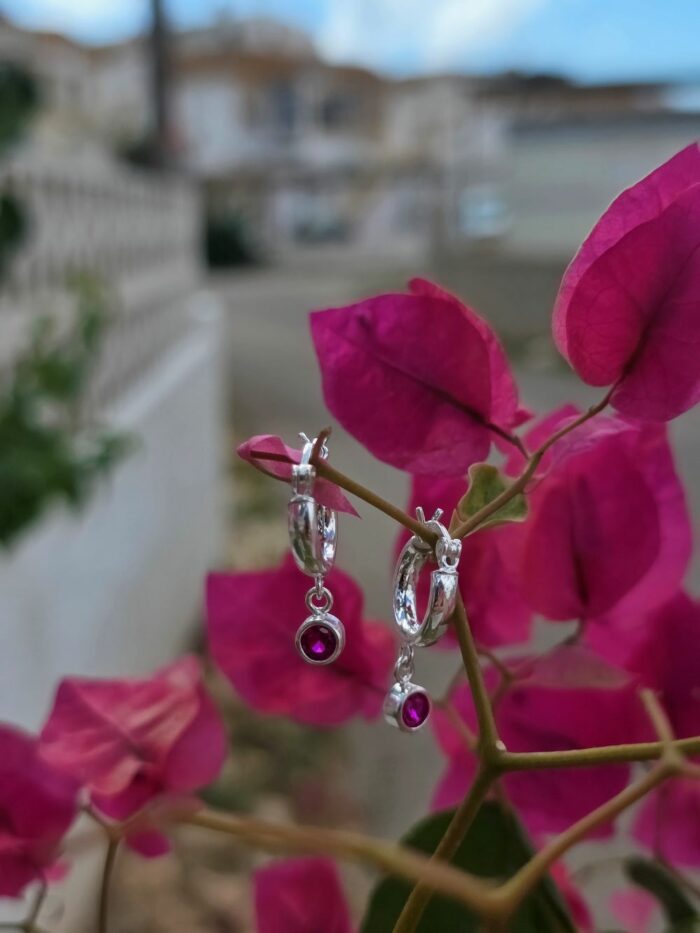 Tiny Birthstone Hoops in Sterling Silver – Pick Your Month - Image 4