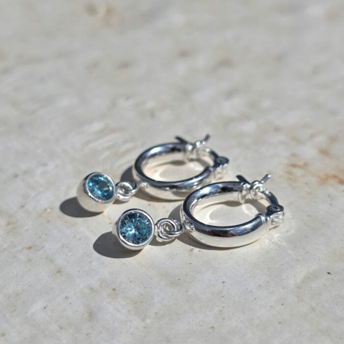 Tiny Birthstone Hoops in Sterling Silver – Pick Your Month - Image 8