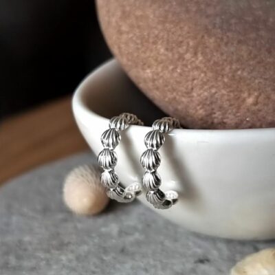 Little Shell Huggie Hoops in Sterling Silver