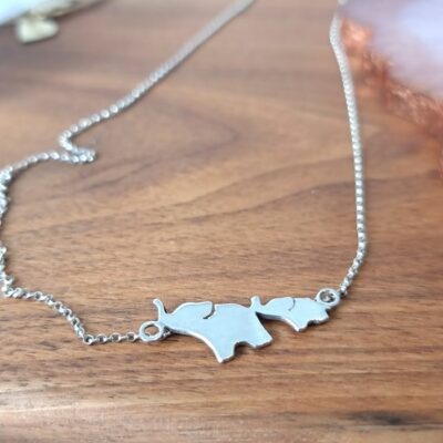 Mummy and Baby Elephant Necklace Sterling Silver