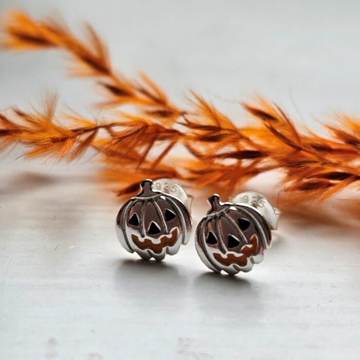 Smiling Pumpkin Studs in Sterling Silver - Image 5