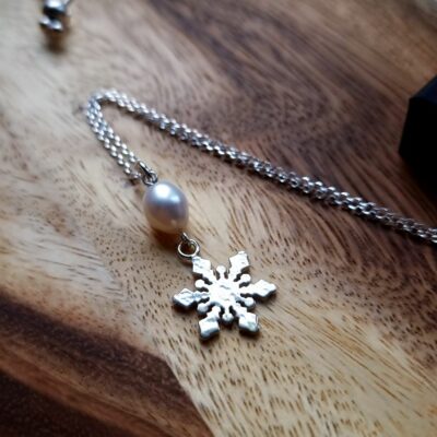 Hammered Snowflake Pearly Necklace in Sterling Silver *Limited Edition*
