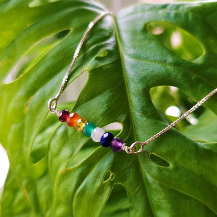Healing Chakra Gemstone Necklace in Sterling Silver - Image 2
