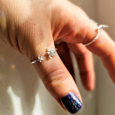 Beautiful Turtle Open Ring in Sterling Silver