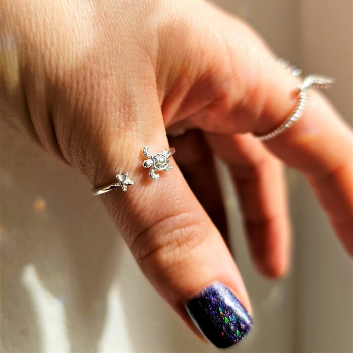 Beautiful Turtle Open Ring in Sterling Silver
