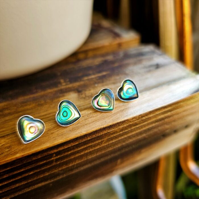 Summertime Abalone Heart Studs in Sterling Silver - Image 2