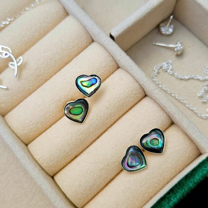 Summertime Abalone Heart Studs in Sterling Silver - Image 3