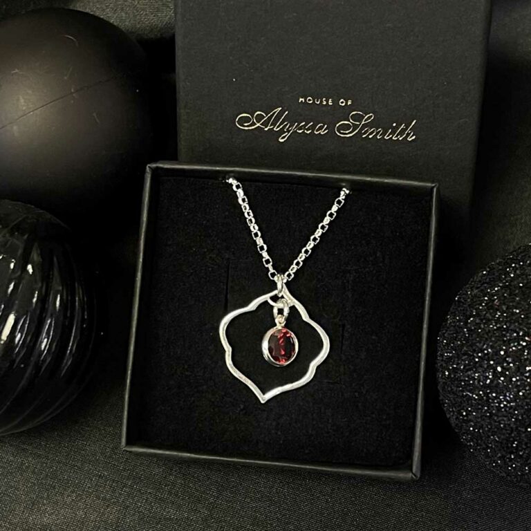Red Bauble Necklace in Sterling Silver House of Alyssa Smith