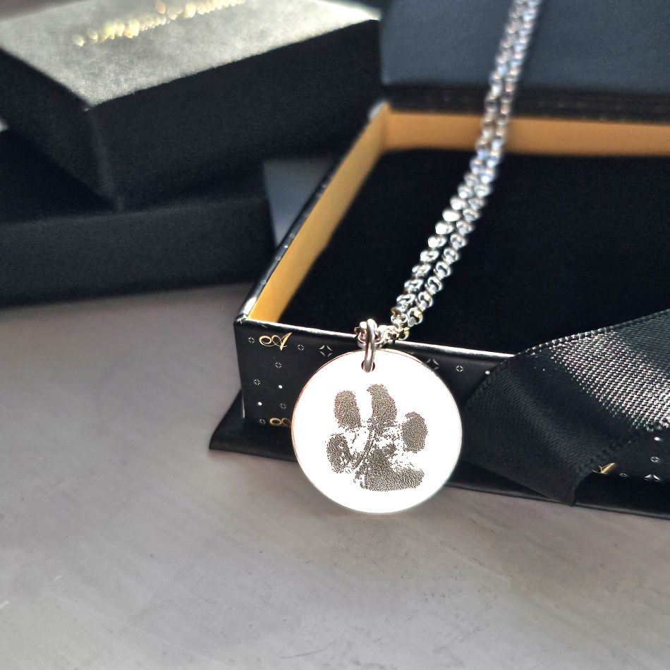 Paw Print Necklace 1/15 ct tw Diamonds Sterling Silver 18