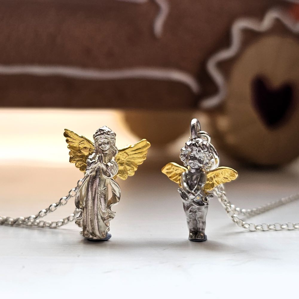 Guardian Angel Necklace in Sterling Silver and Gold – *Only Cherub