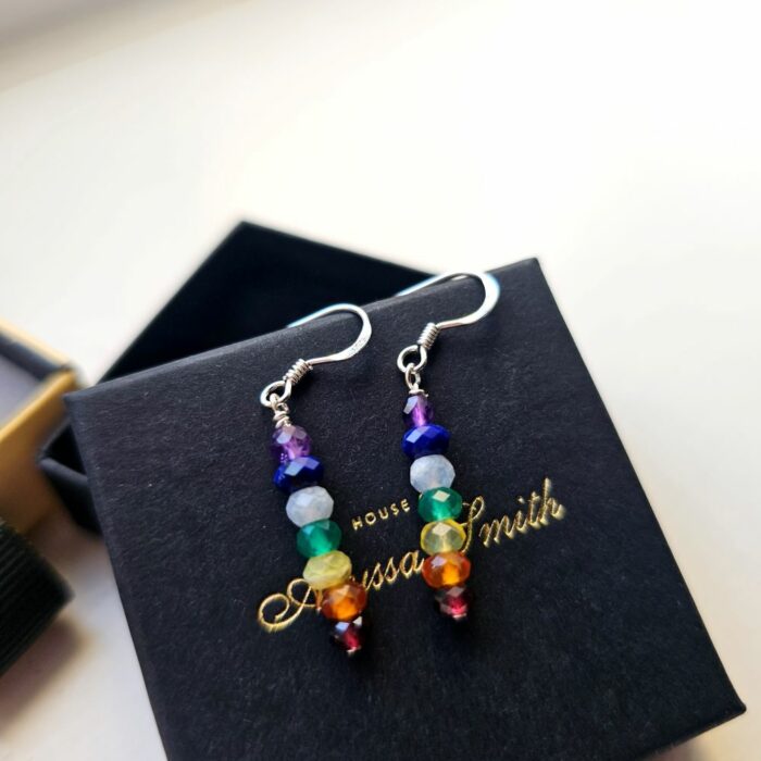 Gorgeous Chakra Gemstone Drop Earrings in Sterling Silver - Image 2