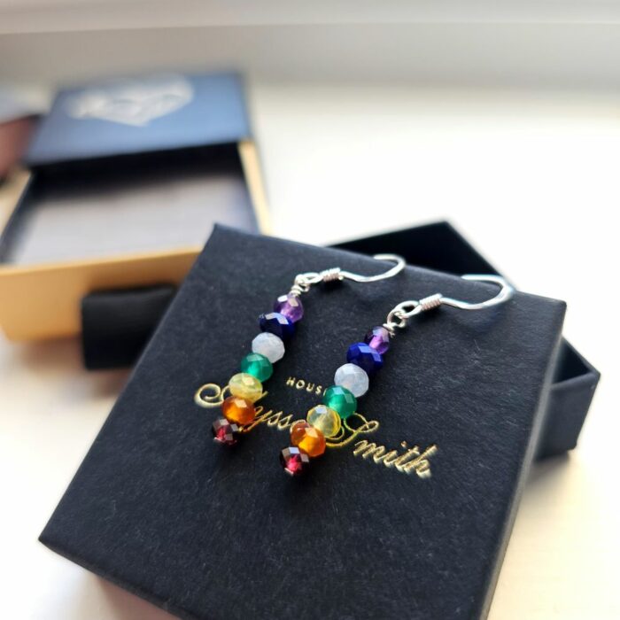 Gorgeous Chakra Gemstone Drop Earrings in Sterling Silver - Image 3