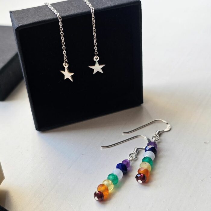 Gorgeous Chakra Gemstone Drop Earrings in Sterling Silver - Image 5