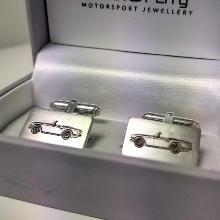 One-Off Sterling Silver Triumph TR6 Cabriolet Car Cufflinks - Limited Edition - Image 2