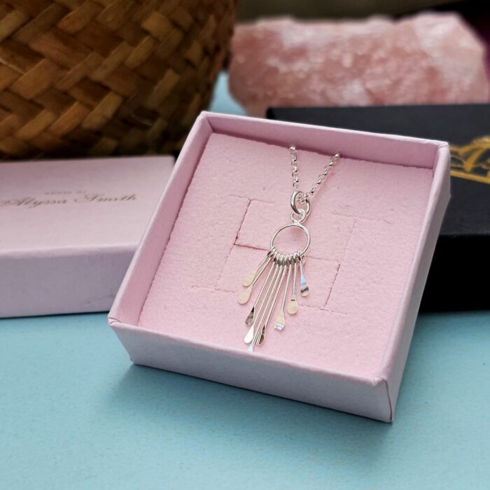 Multi Fan Egyptian Style Necklace in Sterling Silver - 1 Fan