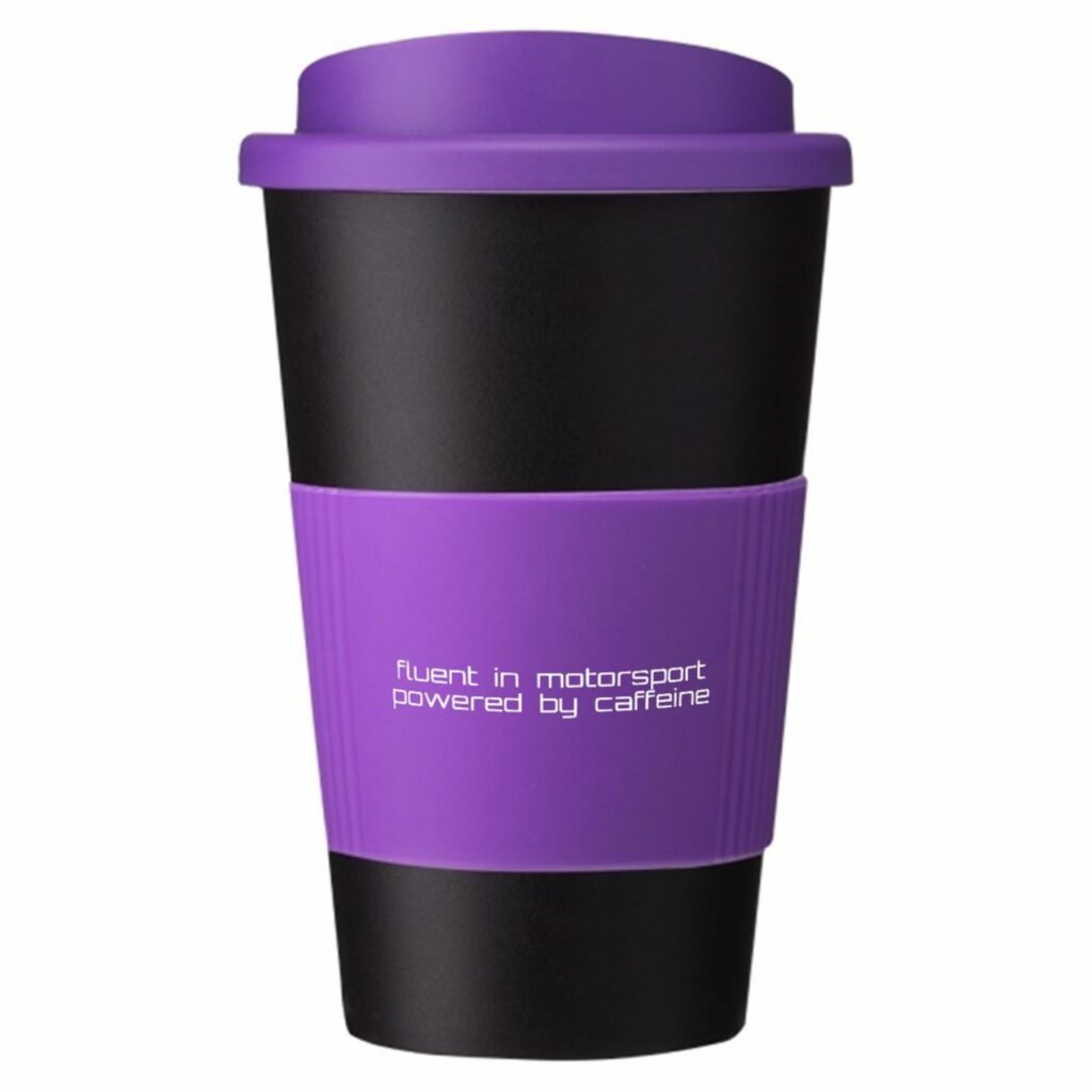 Purple and Black Racing Coffee Americano Travel Coffee Cup - Exclusive Limited Edition