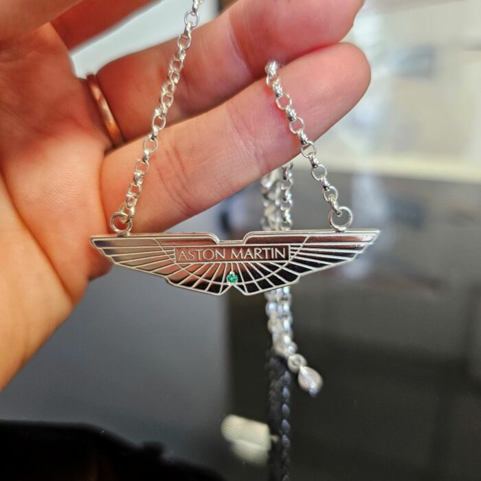 Sterling Silver Aston Martin Logo Necklace - Image 2