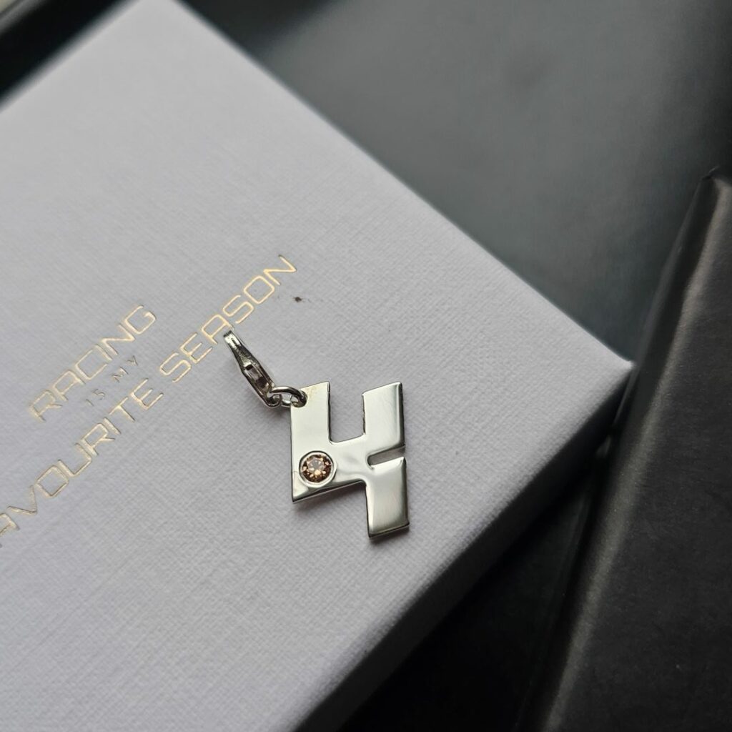 Miniature 4 Charm in Sterling Silver with Papaya Stone