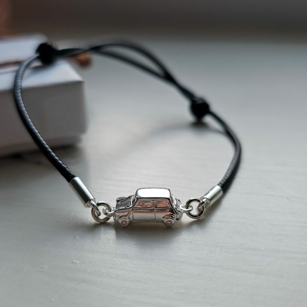 Sterling Silver Classic Mini Black Cord Drawstring Bracelet