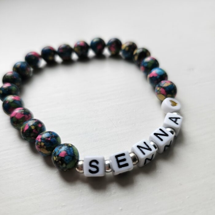 Senna Colourful Jasper and Sterling Silver Stretchy Bracelet