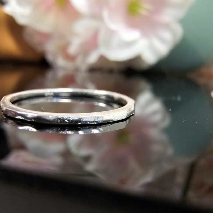 Small Hammered Midi Ring in Sterling Silver