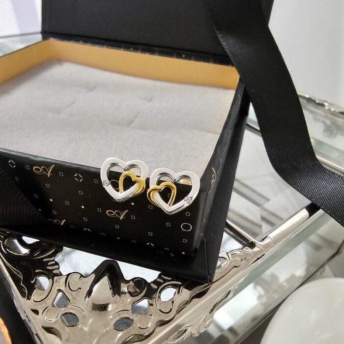 Sparkling Love is All Around Studs in Sterling Silver with Golden Detail